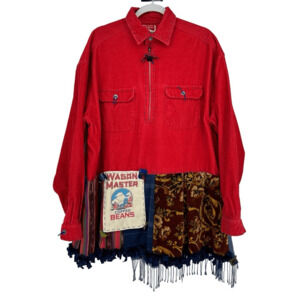 Vintage 90s Marlboro Womens L Corduroy Upcycle Pull On Top Red Oversized Artsy